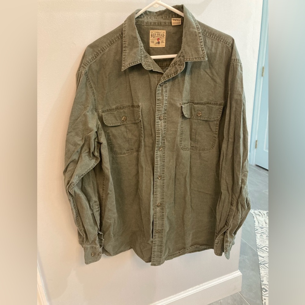 Redhead Men’s long sleeve green cargo button up size xl
